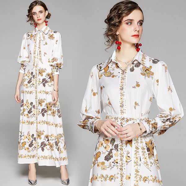 2021 new banulin fashion designer runway maxi women elegant print button down vintage sashes long holiday es vestidos twnm, Black;gray
2021 new banulin fashion designer runway maxi women elegant print button down vintage sashes long holiday es vestidos twnm, Black;gray