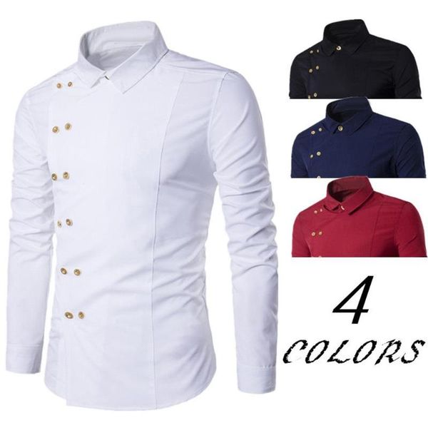 men's casual shirts men long sleeve turn down collar diagonal double-breasted buttons cotton shirt s-lim fit male, White;black
men's casual shirts men long sleeve turn down collar diagonal double-breasted buttons cotton shirt s-lim fit male, White;black