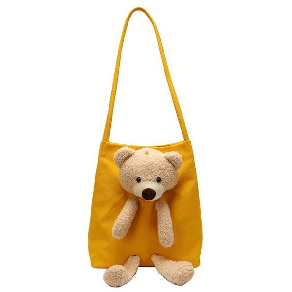 cute bear canvas shoulder bag personality fashion women shoulder messenger bag 28gd