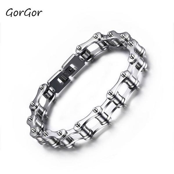 link, chain gorgor 2021 trendy classic silver color titanium bicycle with rivets bracelet for fashion men charm party jewelry gift br-088, Black
link, chain gorgor 2021 trendy classic silver color titanium bicycle with rivets bracelet for fashion men charm party jewelry gift br-088, Black