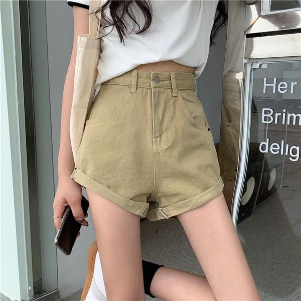 women's shorts streetwear high waist denim for female candy color jean summer korean style, White;black
women's shorts streetwear high waist denim for female candy color jean summer korean style, White;black