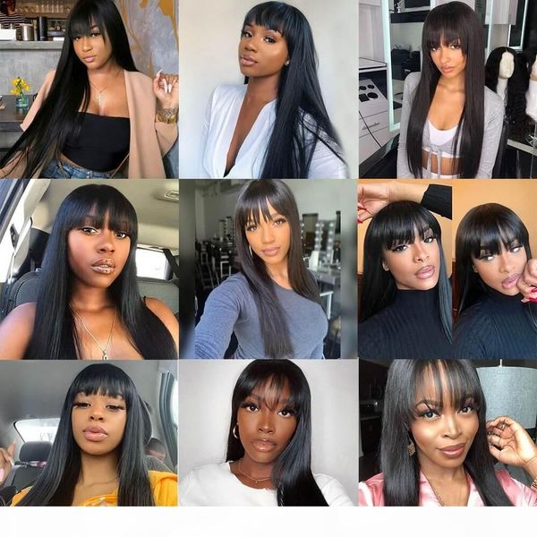 lace front wigs brazilian remy human hair bangs wigs 8-28 inch pre plucked natural black straight full machine made 180% natural hair end, Black;brown
lace front wigs brazilian remy human hair bangs wigs 8-28 inch pre plucked natural black straight full machine made 180% natural hair end, Black;brown