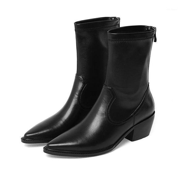 genuine leather thick high heels motorcycle shoes woman pointed toe ankle boots wedding party dress boots for women1, Black
genuine leather thick high heels motorcycle shoes woman pointed toe ankle boots wedding party dress boots for women1, Black