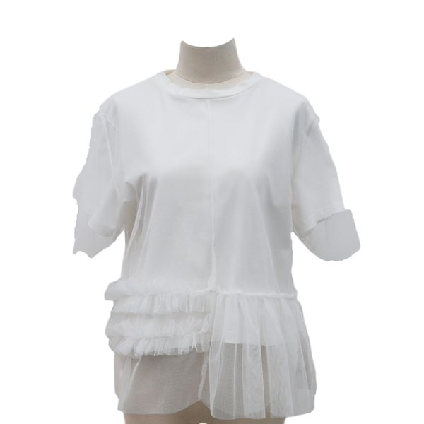 women's t-shirt white short sleeve with irregular mesh cool simple women's breathable fashion loose tees
women's t-shirt white short sleeve with irregular mesh cool simple women's breathable fashion loose tees