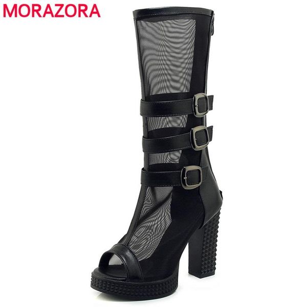 morazora plus size 33-43 new women boots peep toe platform mid calf boots zip thick high heels cut outs summer sandals, Black
morazora plus size 33-43 new women boots peep toe platform mid calf boots zip thick high heels cut outs summer sandals, Black