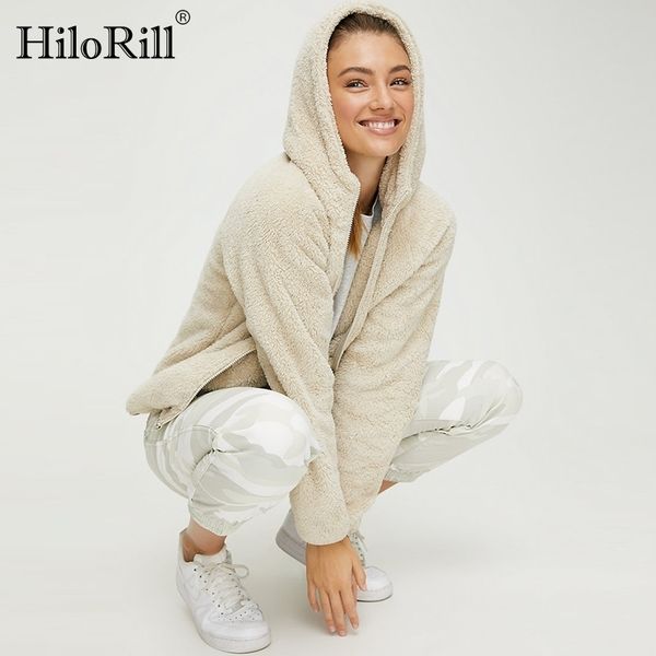 hilorill winter zipper coat women autumn solid hooded teddy faux fur coat long sleeve casual pocket fleece jacket outwear 201019, Black
hilorill winter zipper coat women autumn solid hooded teddy faux fur coat long sleeve casual pocket fleece jacket outwear 201019, Black