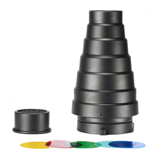 medium aluminium alloy conical snoot kit with honeycomb grid 5 color gel filters for bowens mount p studio flash accessories1
medium aluminium alloy conical snoot kit with honeycomb grid 5 color gel filters for bowens mount p studio flash accessories1
