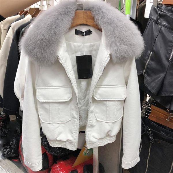 big real fox fur collar 2020 new women winter warm faux leather jackets motorcycle pu leather jacket female warm coats, Black
big real fox fur collar 2020 new women winter warm faux leather jackets motorcycle pu leather jacket female warm coats, Black