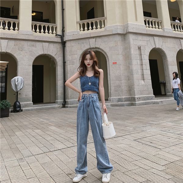 2021 high even loose female jeans new spring and fall thin long pants b8w6, Blue 
2021 high even loose female jeans new spring and fall thin long pants b8w6, Blue