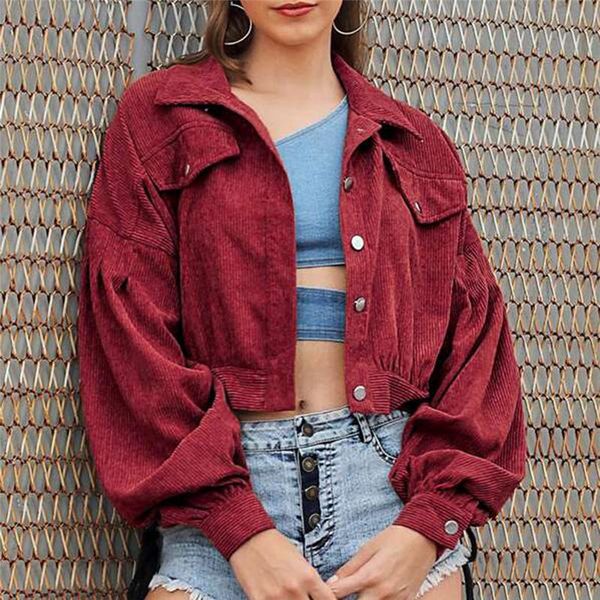 women's jackets women coat autumn winter corduroy short jacket button pocket crop long lantern sleeve outwear elegant ladies coats, Black;brown
women's jackets women coat autumn winter corduroy short jacket button pocket crop long lantern sleeve outwear elegant ladies coats, Black;brown