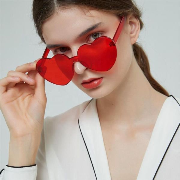 sunglasses 2021 arrival rimless transparent red women heart shape peach colorful uv400 hight quality brand 90s punk, White;black
sunglasses 2021 arrival rimless transparent red women heart shape peach colorful uv400 hight quality brand 90s punk, White;black