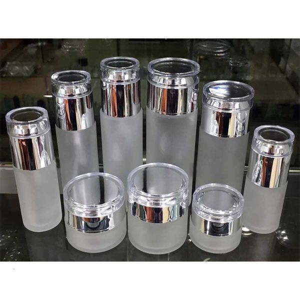 pump empty bottle refillable spray frosted glass ideal for lotion essential oil, cream jars travel small container with bright silver lid
pump empty bottle refillable spray frosted glass ideal for lotion essential oil, cream jars travel small container with bright silver lid