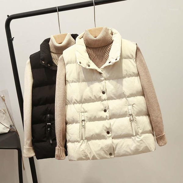 women's vests harajuku style stand collar down cotton vest jacket women casual short coat female chaleco mujer sleeveless waistcoat c63, Black;white
women's vests harajuku style stand collar down cotton vest jacket women casual short coat female chaleco mujer sleeveless waistcoat c63, Black;white