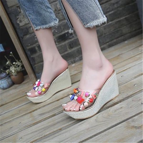 2021 new 10-inch high heels crystal slipper summer beach toe leisure mujer women's silver shoes lmx8, Black
2021 new 10-inch high heels crystal slipper summer beach toe leisure mujer women's silver shoes lmx8, Black