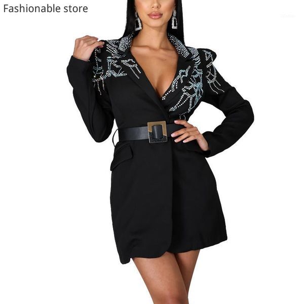 casual dresses women autumn black long sleeve blazer dress office lady work wear no belt1, Black;gray
casual dresses women autumn black long sleeve blazer dress office lady work wear no belt1, Black;gray