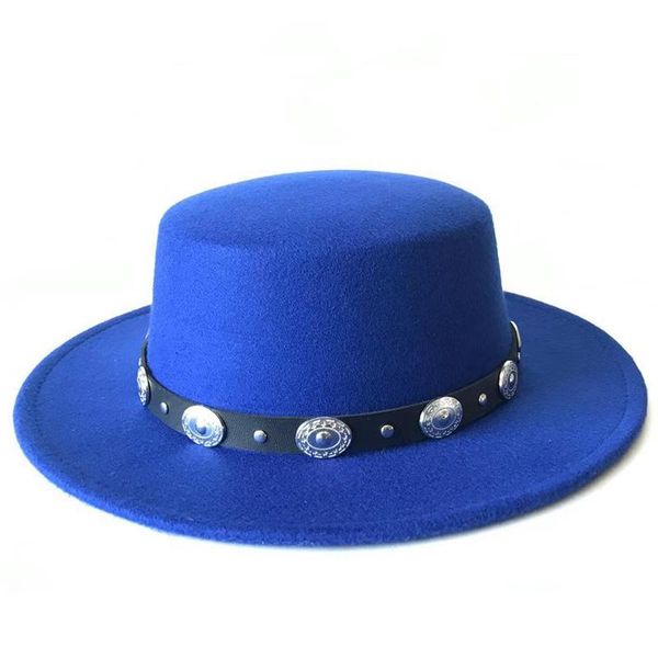 ribbon gentleman elegant cap lady winter autumn wide brim panama sombrero jazz cap golden chain women men wool fedora hat, Blue;gray
ribbon gentleman elegant cap lady winter autumn wide brim panama sombrero jazz cap golden chain women men wool fedora hat, Blue;gray