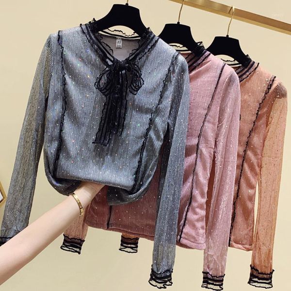 women's blouses & shirts women's spring fall shirt all-match korean blouse fairy sequins lace bow stand collar female blusa japan, White
women's blouses & shirts women's spring fall shirt all-match korean blouse fairy sequins lace bow stand collar female blusa japan, White