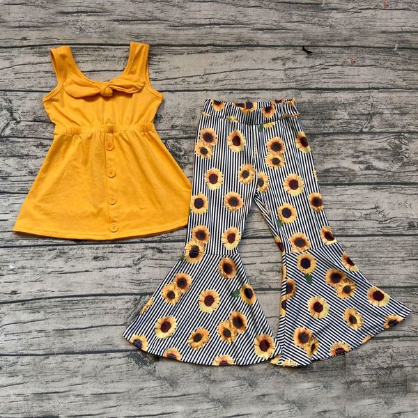 kids girls clothing sets new summer sleeveless bow +sunflower bell bottoms pants 2pcs outfits for baby girl clothes t200707, White
kids girls clothing sets new summer sleeveless bow +sunflower bell bottoms pants 2pcs outfits for baby girl clothes t200707, White