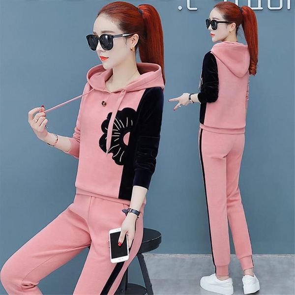 sportswear suit large size clothes 2piece set women spring autumn, Gray