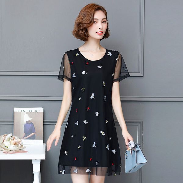 2021 new elegant summer women's embroidered black mesh chiffon short sleeve meager dress plus size 6xl 979 f7fr, Black;gray
2021 new elegant summer women's embroidered black mesh chiffon short sleeve meager dress plus size 6xl 979 f7fr, Black;gray
