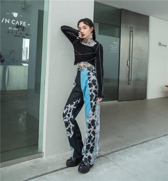 2020 streetwear printed лоскутная высокой талией прямые джинсы полная длина брюки женщины, Blue
2020 streetwear printed лоскутная высокой талией прямые джинсы полная длина брюки женщины, Blue