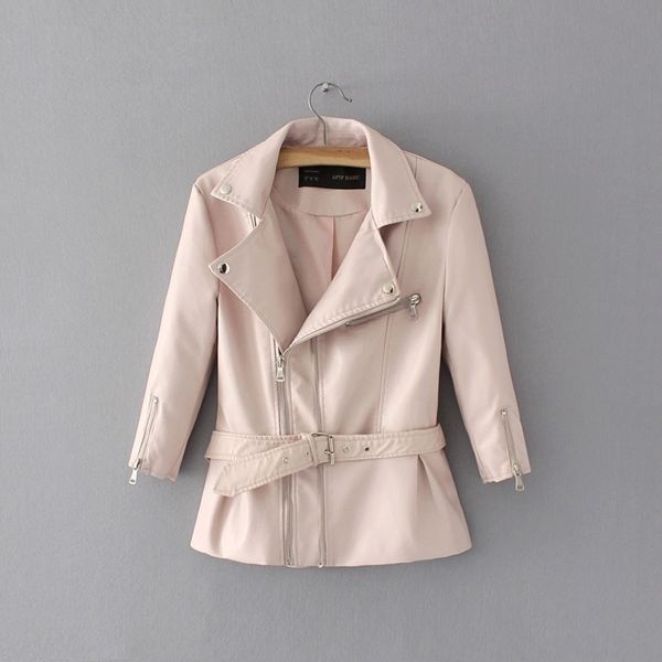 elegant women pu leather pink jackets fashion ladies moto-bikers chic jacket with belts female wild slim long coats girls 201030, Black
elegant women pu leather pink jackets fashion ladies moto-bikers chic jacket with belts female wild slim long coats girls 201030, Black