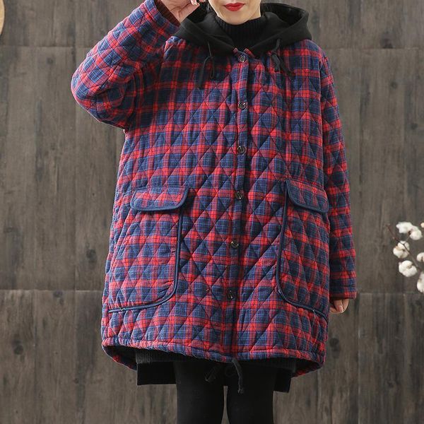 winter retro loose thick quilted cotton cloth large size cotton-padded clothes women's cotton linen plaid with middle long coat 201027, Black
winter retro loose thick quilted cotton cloth large size cotton-padded clothes women's cotton linen plaid with middle long coat 201027, Black