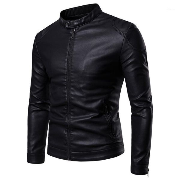 2020 men's new style for autumn and winter solid color stand collar slim leather youth panel fashion leather jacket1, Black
2020 men's new style for autumn and winter solid color stand collar slim leather youth panel fashion leather jacket1, Black