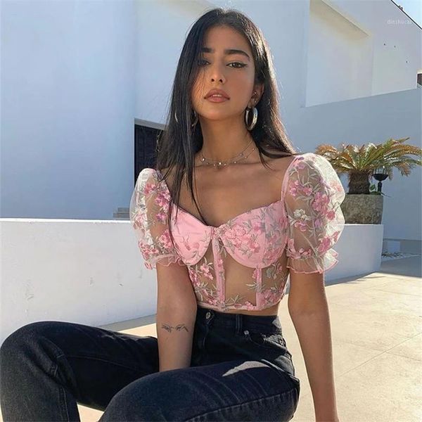 women summer t shirt square-neck low-cut short-sleeves flower embroidered gauze crop for ladies fashion mesh lace tee1, White
women summer t shirt square-neck low-cut short-sleeves flower embroidered gauze crop for ladies fashion mesh lace tee1, White