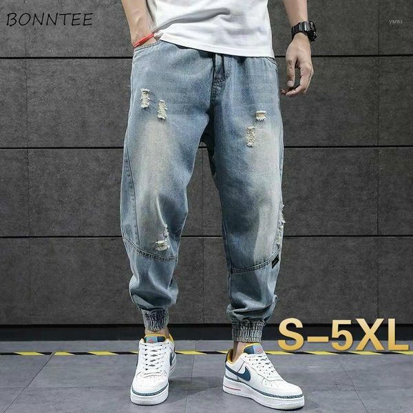 men jeans hole ripped elastic-waist bundle plus-size 5xl loose leisure simple ankle-length denim trousers korean-style trendy1, Blue
men jeans hole ripped elastic-waist bundle plus-size 5xl loose leisure simple ankle-length denim trousers korean-style trendy1, Blue