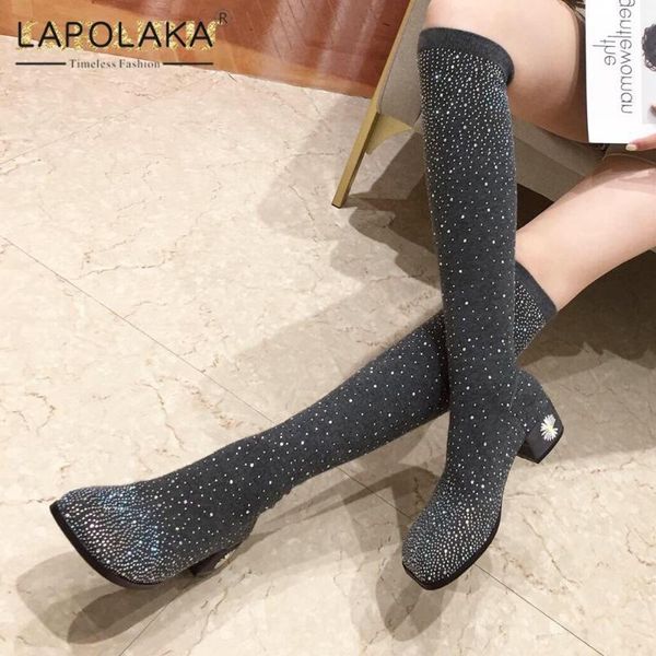 boots lapolaka design elastic band ins crystal knee high woman shoes trendy chunky heels comfy sock female, Black
boots lapolaka design elastic band ins crystal knee high woman shoes trendy chunky heels comfy sock female, Black