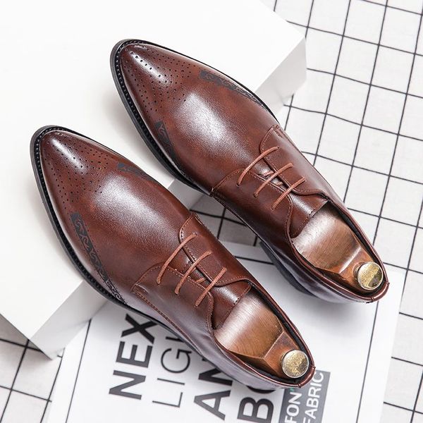 men platform leather shoes pointed toe dress shoes brown men oxford dress fashion brogue designer footwear, Black
men platform leather shoes pointed toe dress shoes brown men oxford dress fashion brogue designer footwear, Black