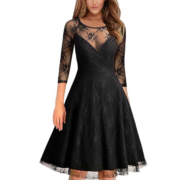 retro a-line summer dress lace knee-length women dresses o neck three quarter sleeve vestidos, Black;gray
retro a-line summer dress lace knee-length women dresses o neck three quarter sleeve vestidos, Black;gray