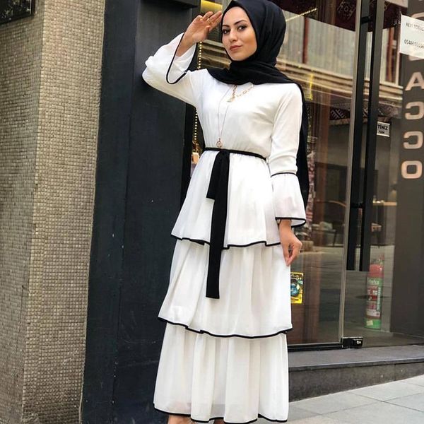 siskakia muslim women dress white o neck flare long sleeve mulitlayer cake dress fashion black white hit color maxi dresses fall1, Red
siskakia muslim women dress white o neck flare long sleeve mulitlayer cake dress fashion black white hit color maxi dresses fall1, Red