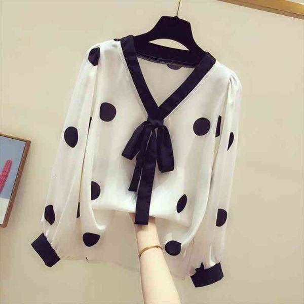 bow women shirt summer all-match long sleeve chiffon fashion polka dot plus size female blouse, White
bow women shirt summer all-match long sleeve chiffon fashion polka dot plus size female blouse, White