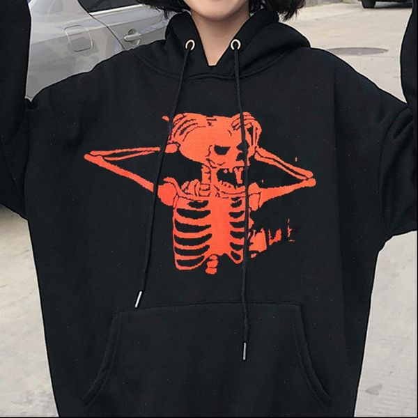harajuku loose hoodie women gothic punk skull pattern oversized hooded jumper full sleeve female streetwear hoodies, Black
harajuku loose hoodie women gothic punk skull pattern oversized hooded jumper full sleeve female streetwear hoodies, Black