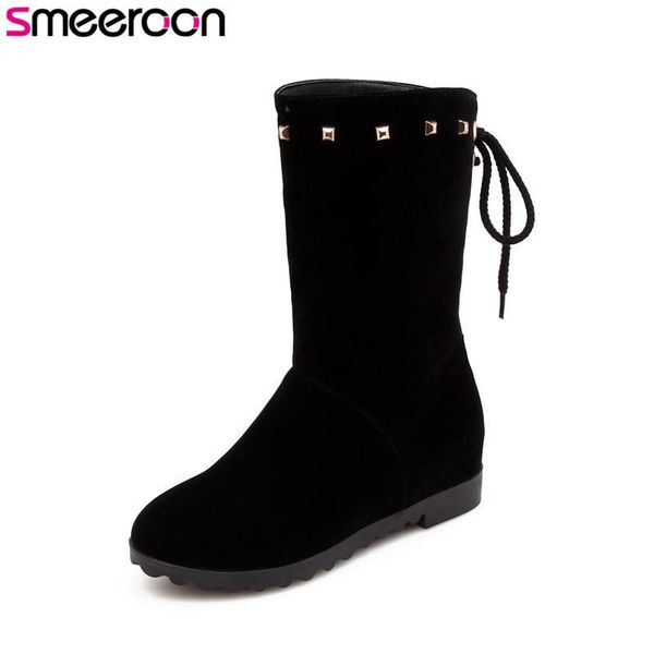 smeeroon 2020 fashion autumn winter boots women round toe low heels mid calf lace up flock boots big size 34-40, Black
smeeroon 2020 fashion autumn winter boots women round toe low heels mid calf lace up flock boots big size 34-40, Black