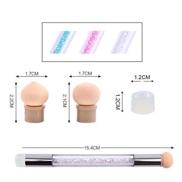 sponge sile stamper heads nail art gradient brush pen painting dotting double end tips diy rhinestone handle manic qylgjn, Silver
sponge sile stamper heads nail art gradient brush pen painting dotting double end tips diy rhinestone handle manic qylgjn, Silver