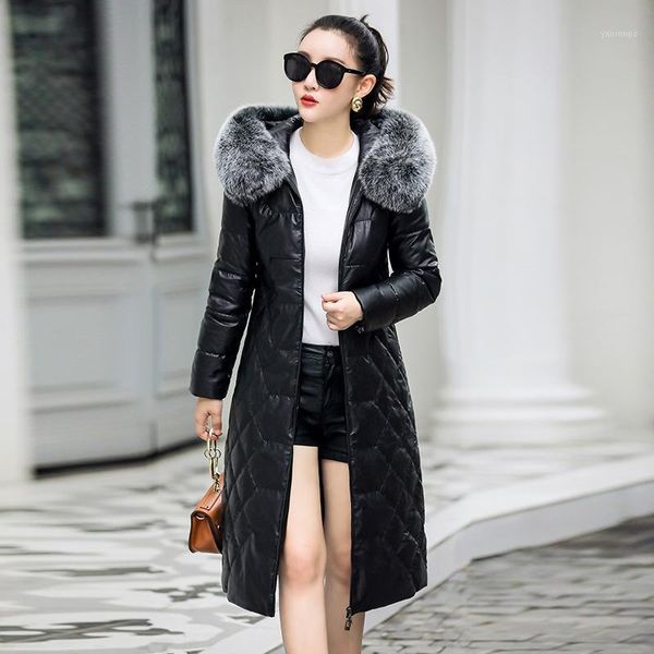women 2020 winter genuine sheepskin leather jacket fur collar hooded duck down coat chaqueta mujer m2221yy5261, Black
women 2020 winter genuine sheepskin leather jacket fur collar hooded duck down coat chaqueta mujer m2221yy5261, Black