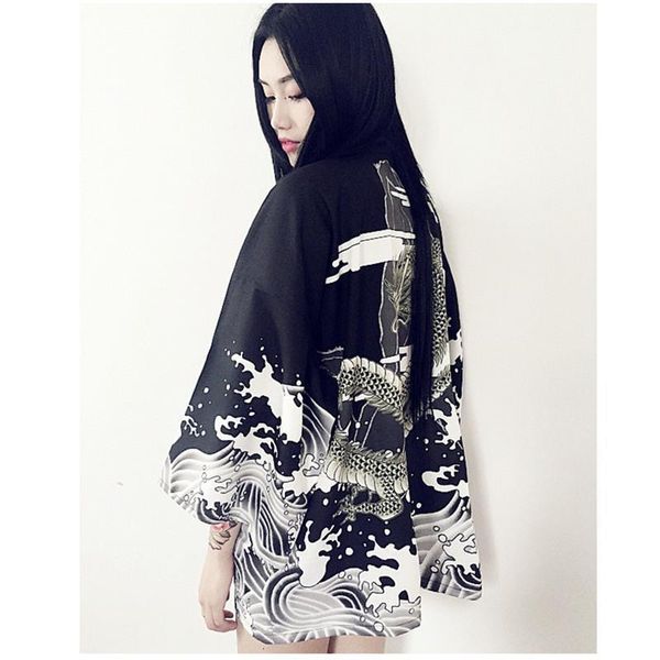 fashion women harajuku japanese robes streetwear style waves flying dragon loose chiffon cardigan kimono feminino, White
fashion women harajuku japanese robes streetwear style waves flying dragon loose chiffon cardigan kimono feminino, White