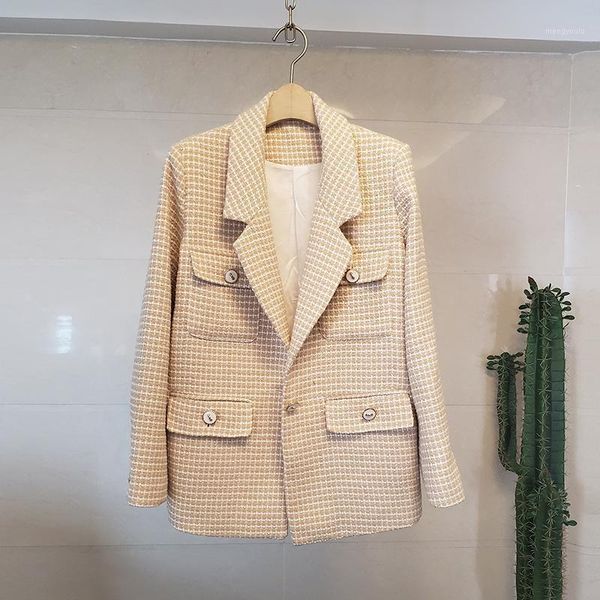vintage plaid woolen jackets women notched long sleeve loose casual coats luxury elegant bomber harajuku tweed outwear new b5831, Black;brown
vintage plaid woolen jackets women notched long sleeve loose casual coats luxury elegant bomber harajuku tweed outwear new b5831, Black;brown