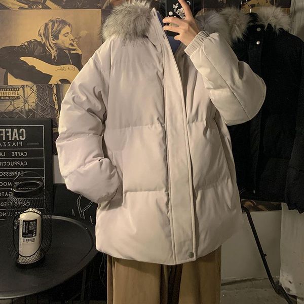 men's down & parkas winter thickening trend style couple loose casual big fur collar hooded padded jacket, Black
men's down & parkas winter thickening trend style couple loose casual big fur collar hooded padded jacket, Black