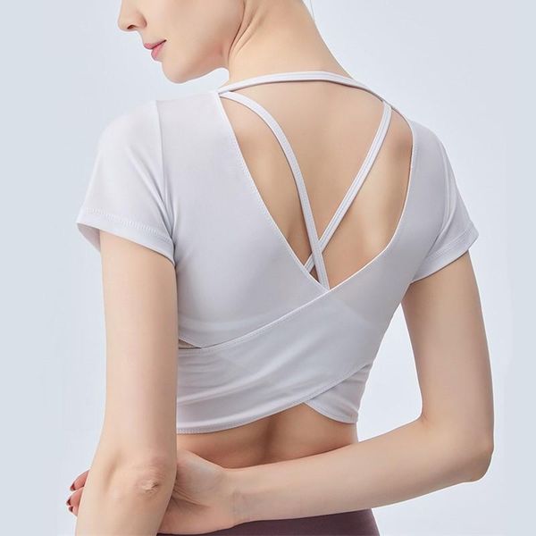 sexy креста backless йога топ с коротким рукавом фитнес майка женская влага затекания бег спорт tee дышащий gym топ с бюстгальтером, White;red
sexy креста backless йога топ с коротким рукавом фитнес майка женская влага затекания бег спорт tee дышащий gym топ с бюстгальтером, White;red