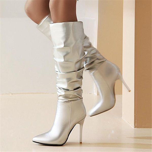 women high heel boots pointed toe stiletto heel women knee high boots fashion shoes silver golden woman footwear size 34-43, Black
women high heel boots pointed toe stiletto heel women knee high boots fashion shoes silver golden woman footwear size 34-43, Black