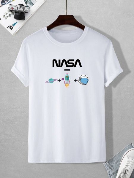 men letter & planet print tee g9y7#, White;black