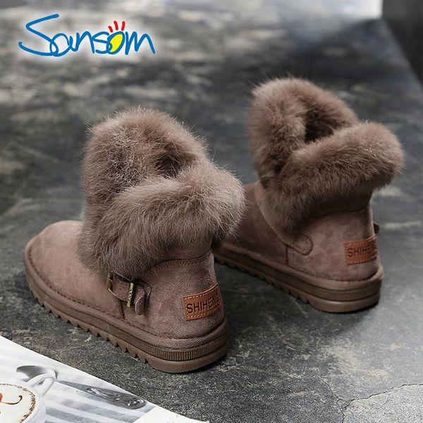 snow boots women flock leather medium high solid color thick fur inside lady winter boots plush lined fur, Black
snow boots women flock leather medium high solid color thick fur inside lady winter boots plush lined fur, Black