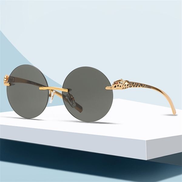 new rimless round men's and women's leopard head paint legs personalized sunglasses glasses factory wholesale, White;black
new rimless round men's and women's leopard head paint legs personalized sunglasses glasses factory wholesale, White;black