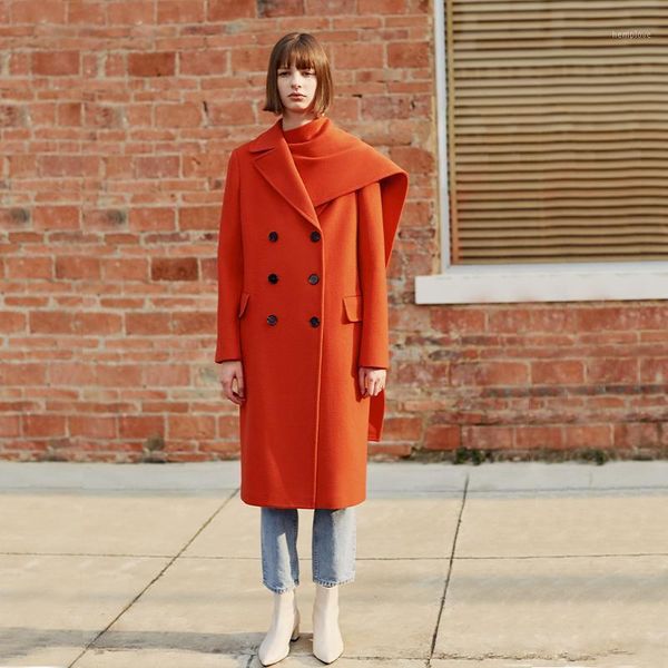ael 2020 autumn and winter new products fashion scarf decorations long loose warm orange woolen coat female1, Black
ael 2020 autumn and winter new products fashion scarf decorations long loose warm orange woolen coat female1, Black
