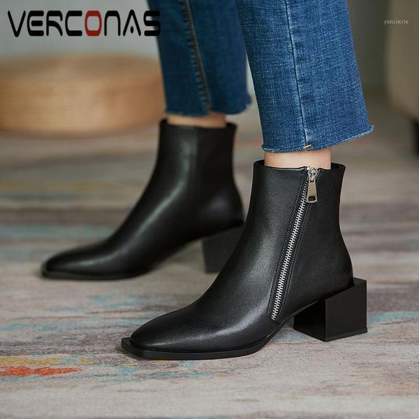 verconas autumn winter ankle boots for women thick heels shoes woman fashion concise zipper office lady genuine leather boots1, Black
verconas autumn winter ankle boots for women thick heels shoes woman fashion concise zipper office lady genuine leather boots1, Black