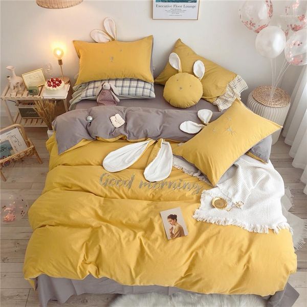 ears embroidery100% washed cotton girl bedding set yellow gray duvet cover bed sheet/linen pillowcase gift for child1
ears embroidery100% washed cotton girl bedding set yellow gray duvet cover bed sheet/linen pillowcase gift for child1